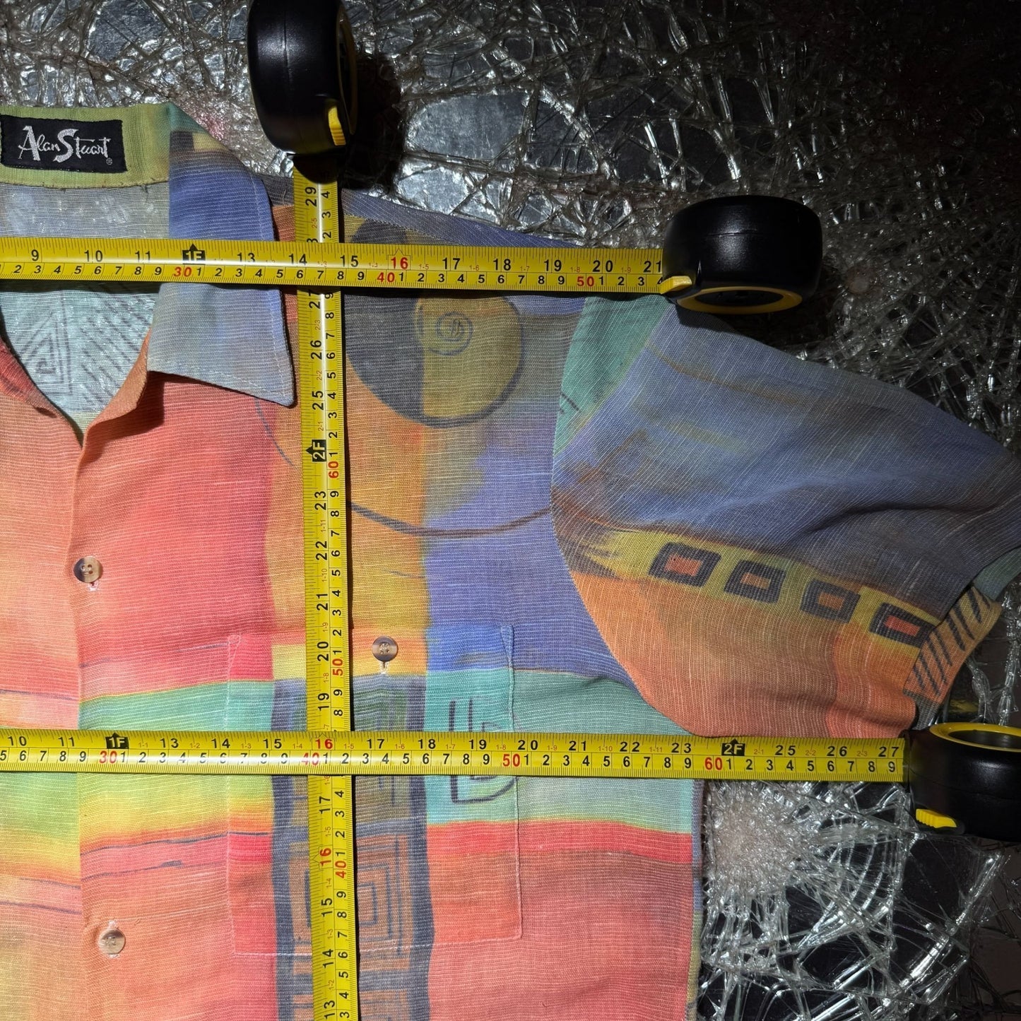 Hyper Vibrant Abstract Sheer Button-Up Shirt