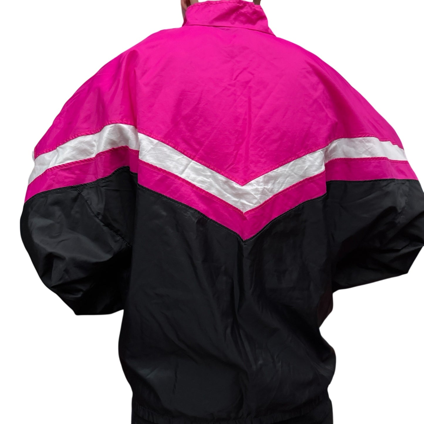 Colorblock Windbreaker Jacket Pink/Black Nylon