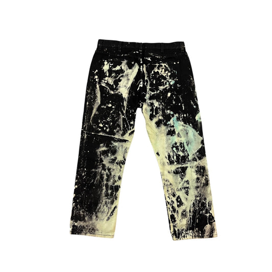 Hand-Painted Graphic Jeans With Pokemon Patches Seafoam & Black