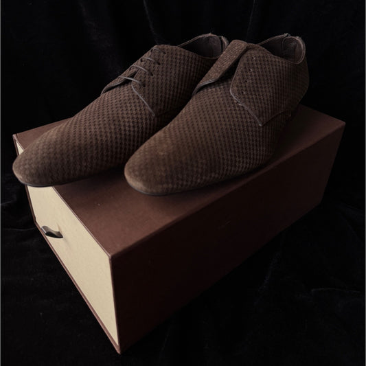 Louis Vuitton Men’s Brown Damier Suede Derby Shoes – NEW, With Box & Dust Bag