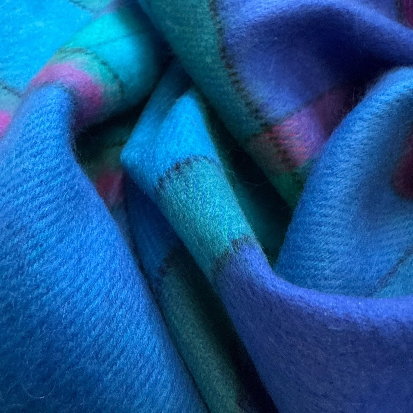 Bright Tartan Acrylic Scarf With Fringe MADE IN JAPAN