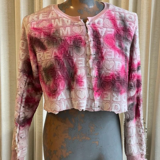 Angels and Demons Pink & White Cropped Pullover  S/M