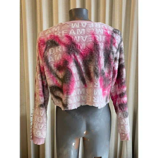 Angels and Demons Pink & White Cropped Pullover  S/M